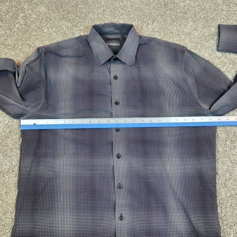 Calibrate Trim Fit Blue White Checkered Mens L Tall Button down long sleeve - Picture 5 of 8
